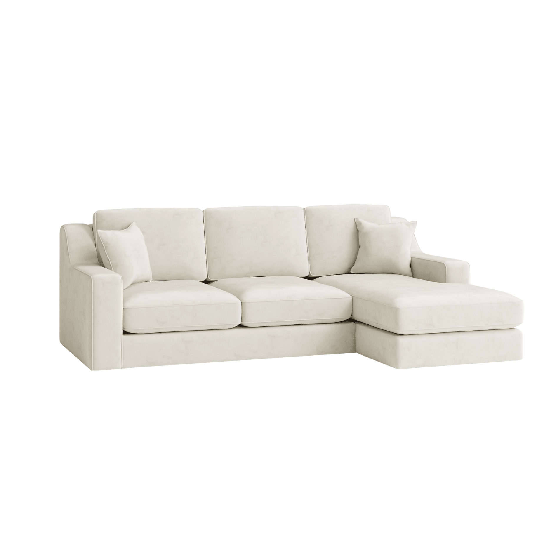 Victoria Cream Velvet Medium Right Hand Facing Chaise End Sofa Sofa