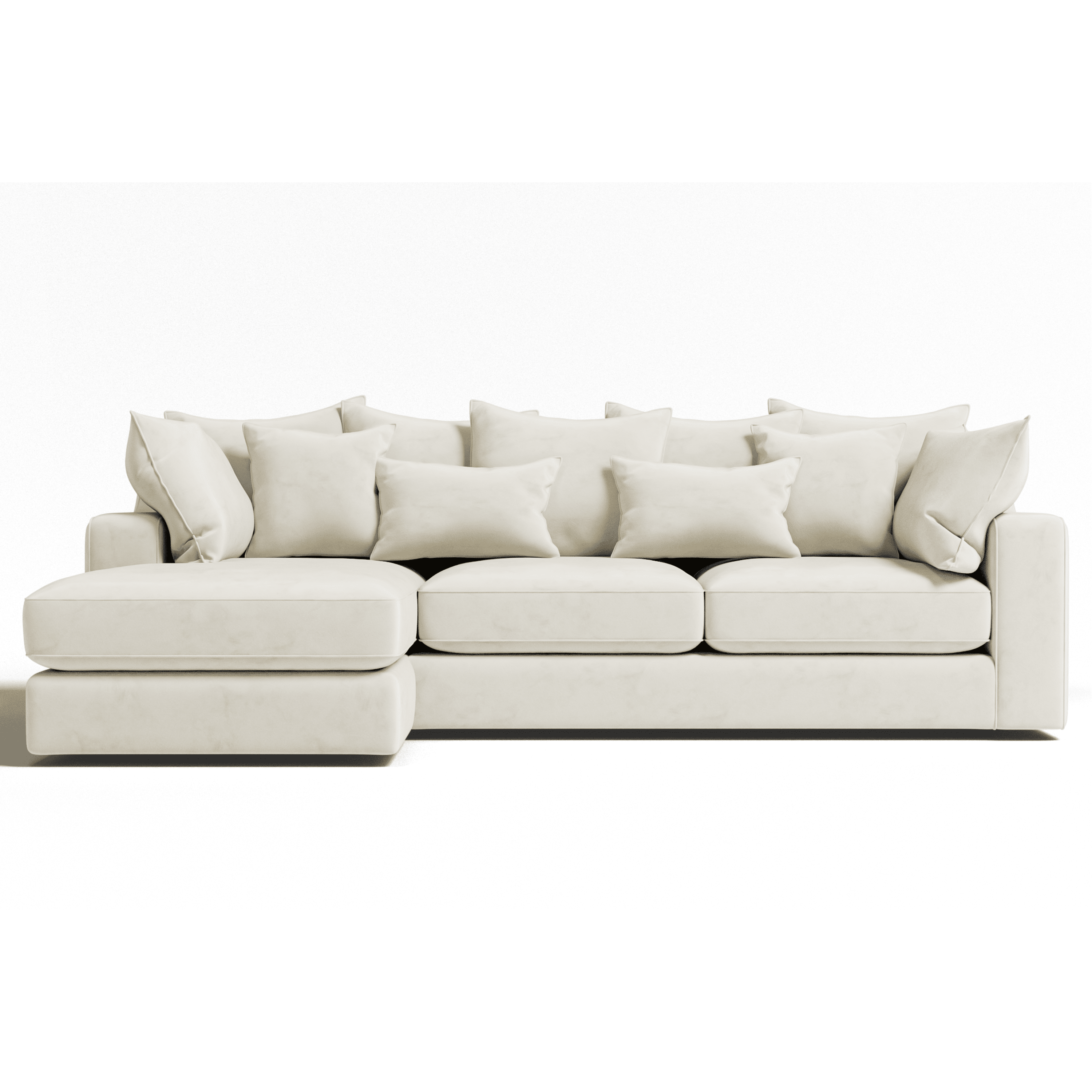 Victoria Cream Velvet Pillow Back Sofa Range Sofa Medium Left Hand Facing