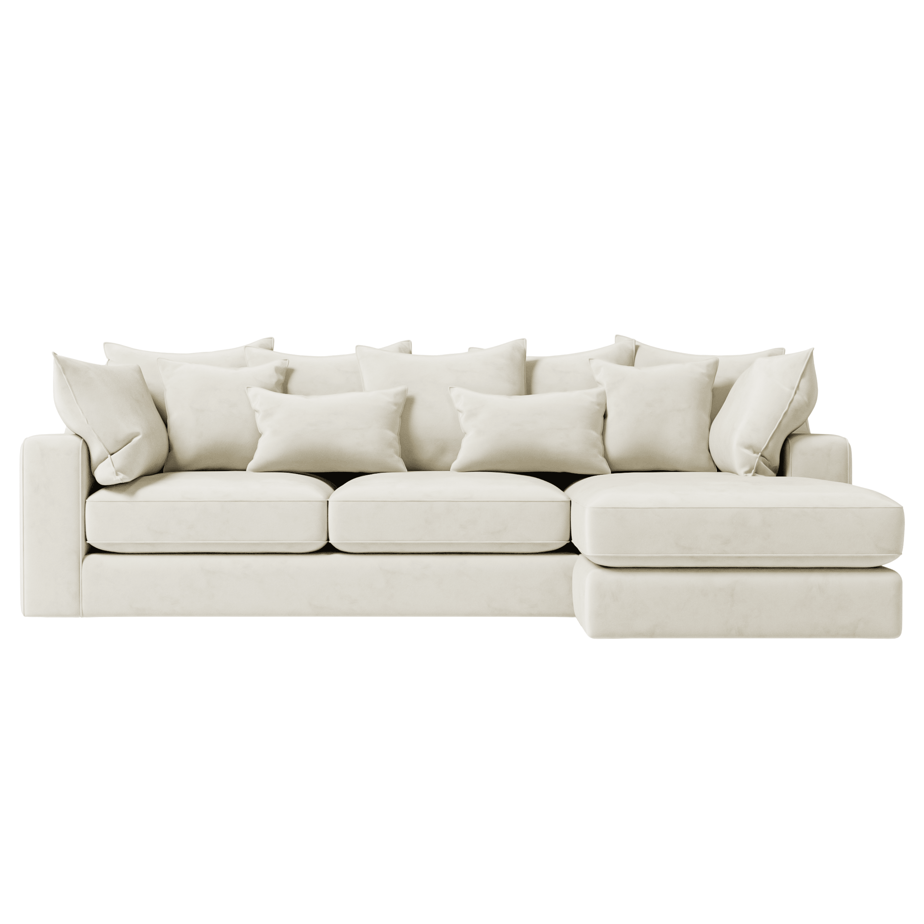 Victoria Cream Velvet Pillow Back Sofa Range Sofa Medium Right Hand Facing