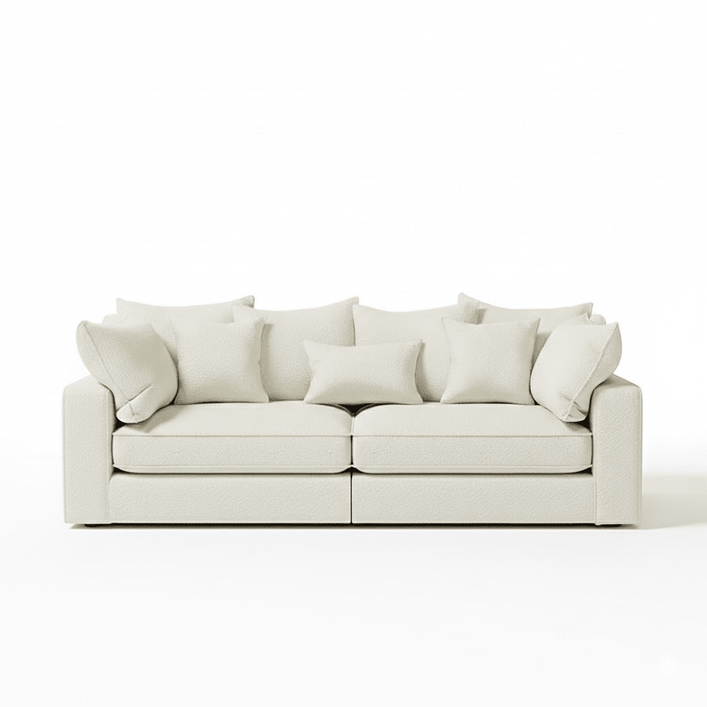 Victoria Ecru Boucle 4 Seater Pillow Back Sofa Sofa
