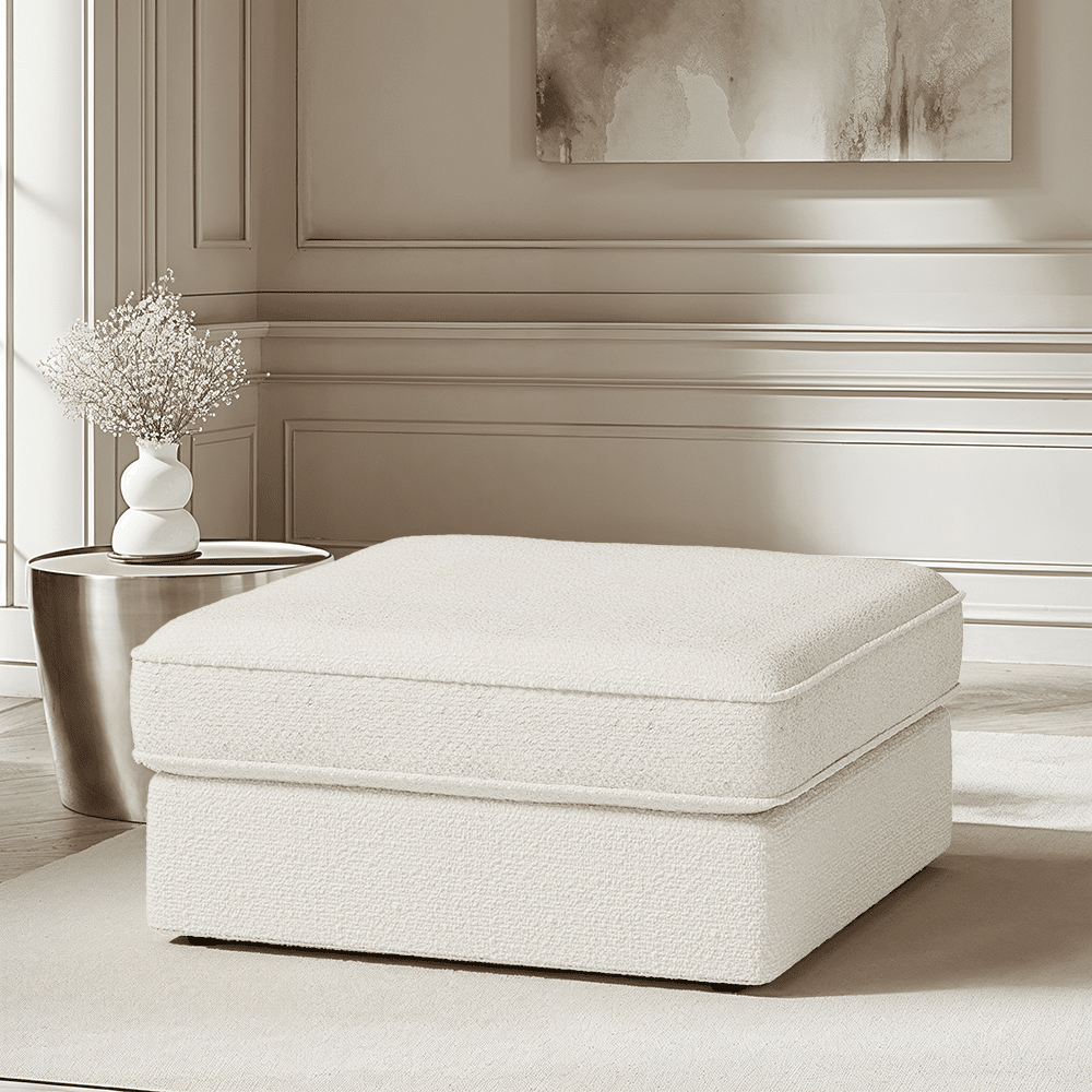 Victoria Ecru Boucle Footstool Sofa