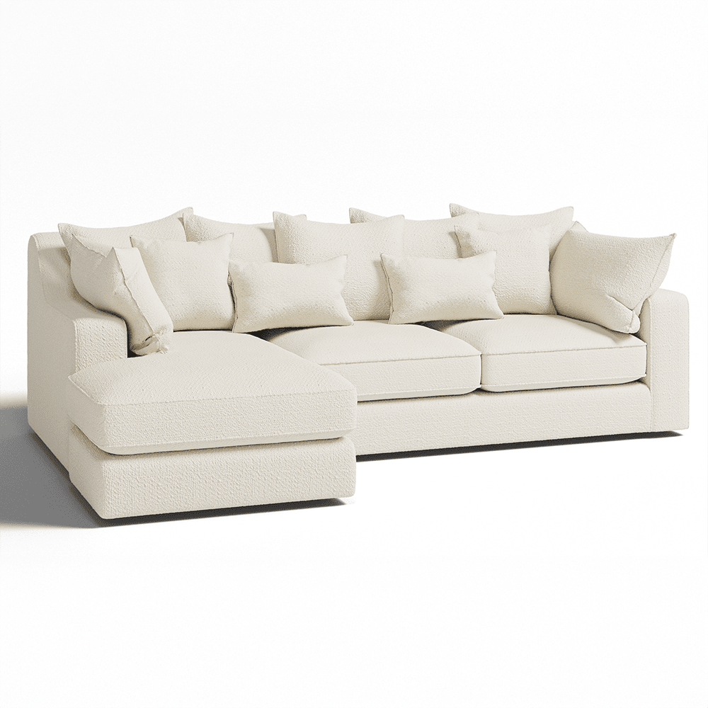 Victoria Ecru Boucle Large Left Hand Facing Pillow Back Sofa Sofa