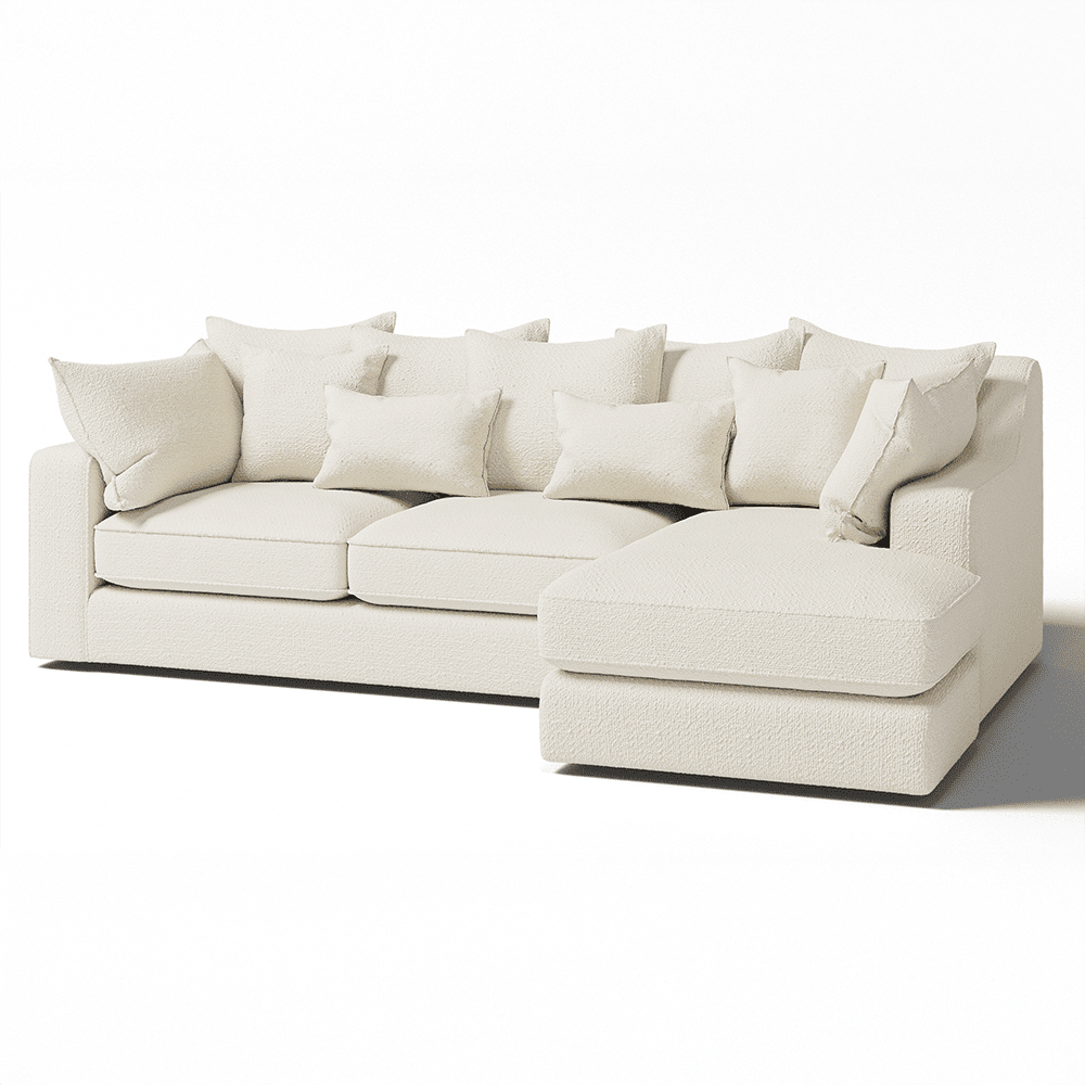 Victoria Ecru Boucle Large Right Hand Facing Pillow Back Sofa Sofa