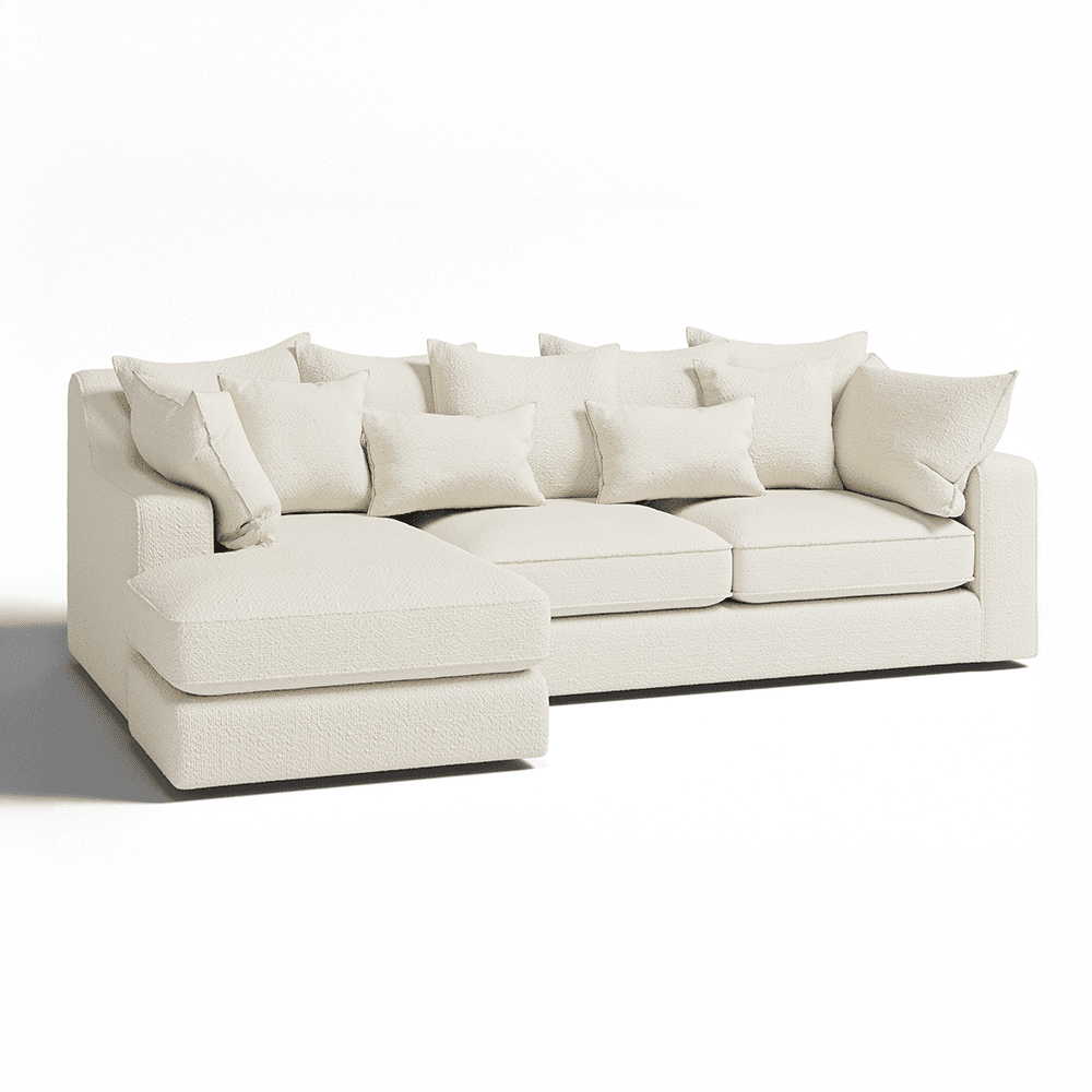 Victoria Ecru Boucle Medium Left Hand Facing Pillow Back Corner Sofa Sofa