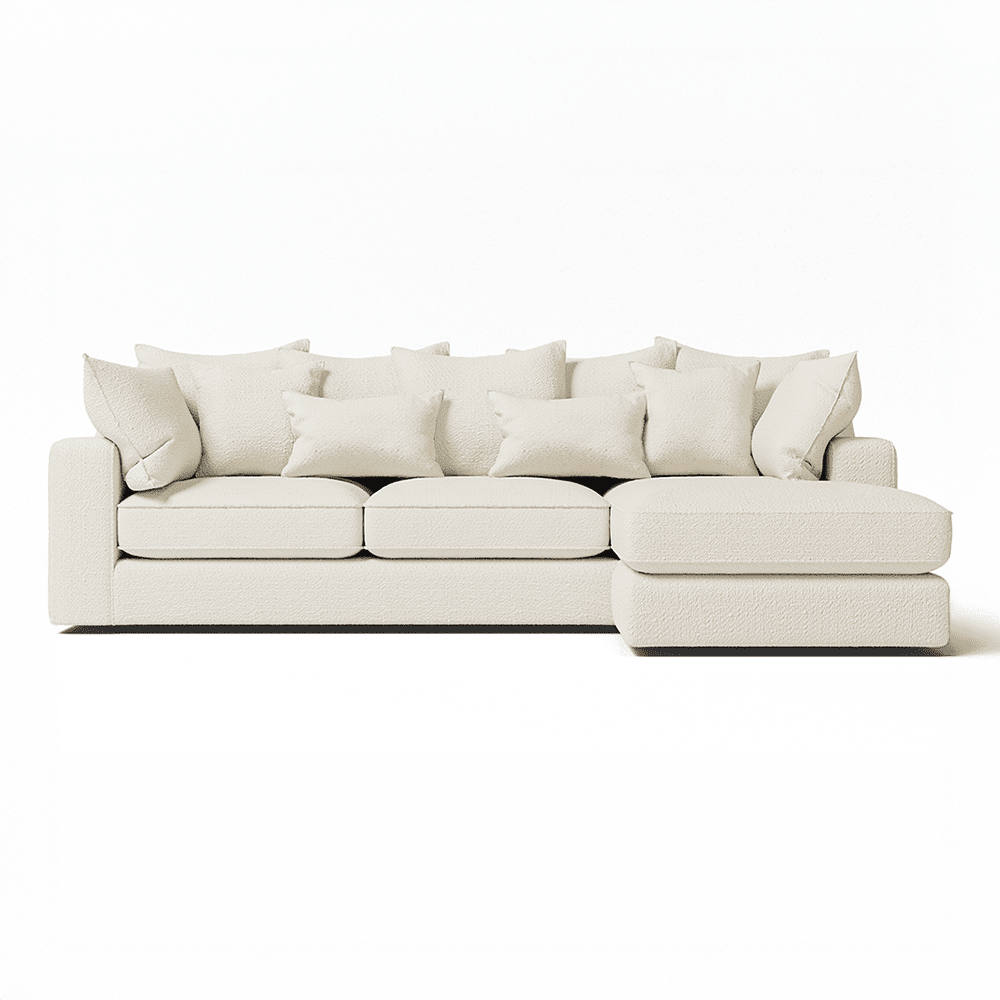 Victoria Ecru Boucle Medium Right Hand Facing Pillow Back Corner Sofa Sofa