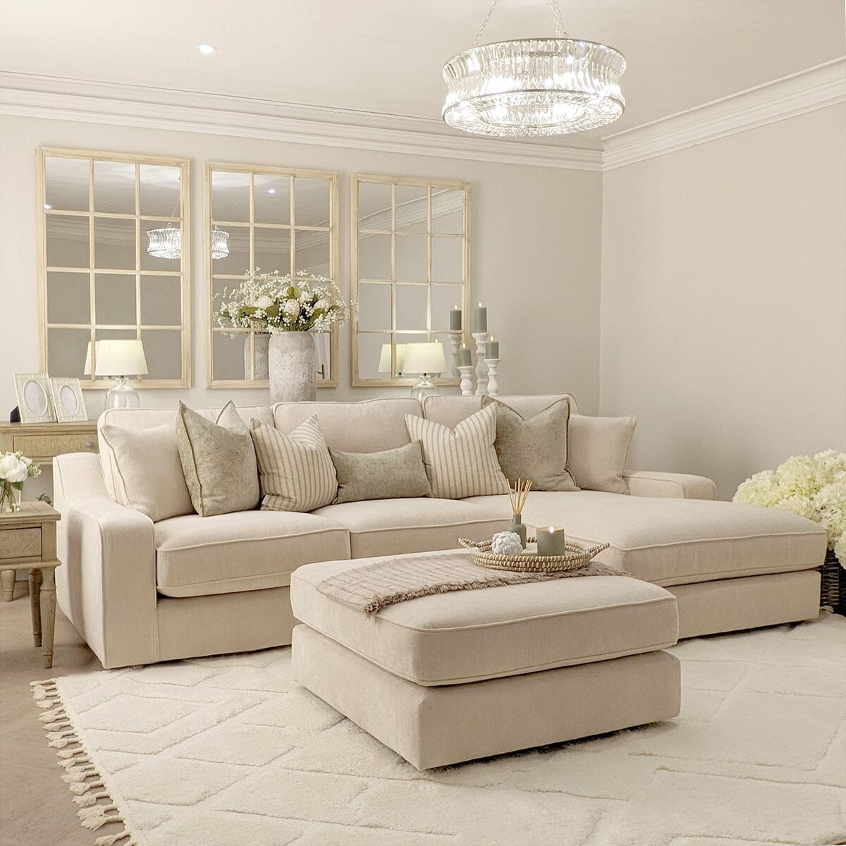 Victoria Luxury Beige Textured Sofa Range Sofa