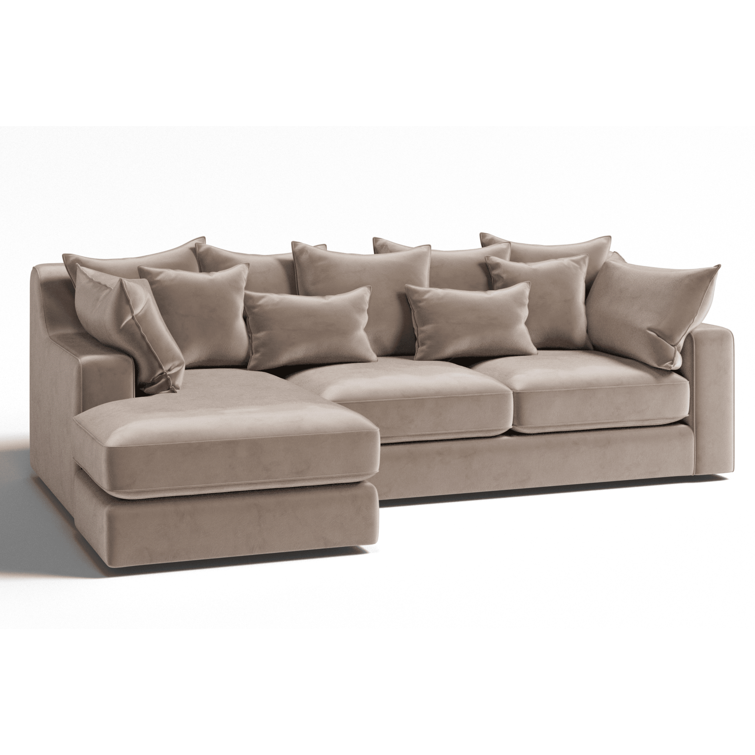 Victoria Mink Velvet Pillow Back Medium Left Hand Facing Corner Sofa Sofa