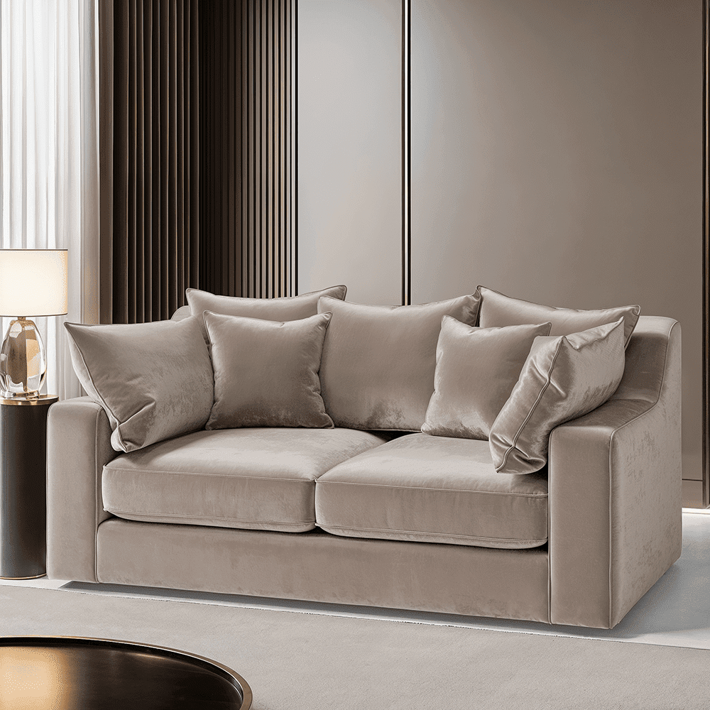 Victoria Mink Velvet Pillow Back Sofa Range Made to Order Sofa 3 Seater Sofa