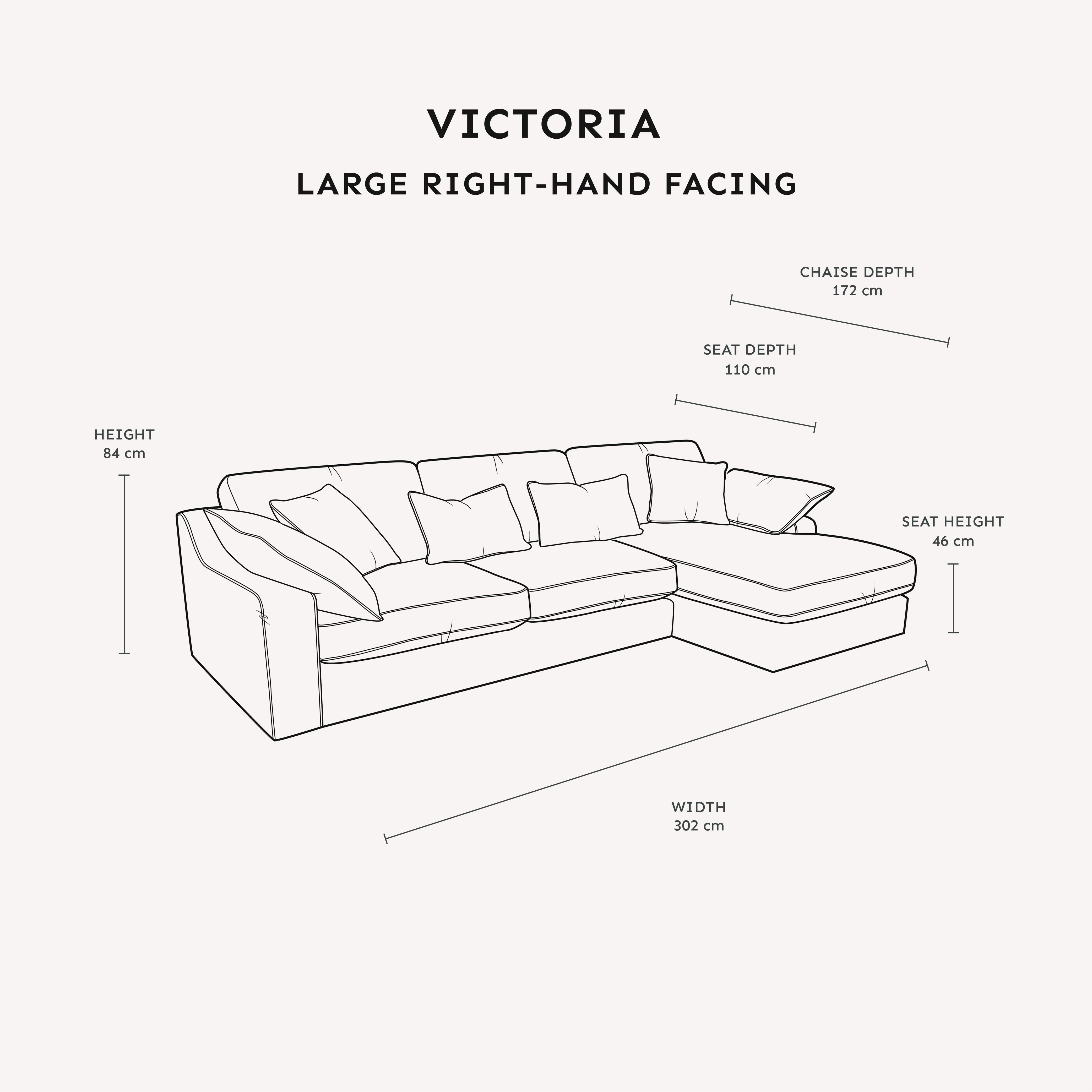 Victoria Oyster Chenille Sofa Range Sofa Large Chaise End Sofa - Right Hand Facing