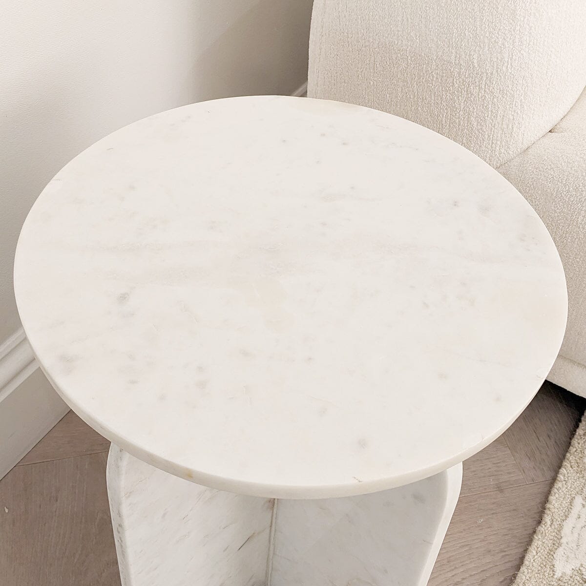 Vieste White Marble Side Table Furniture