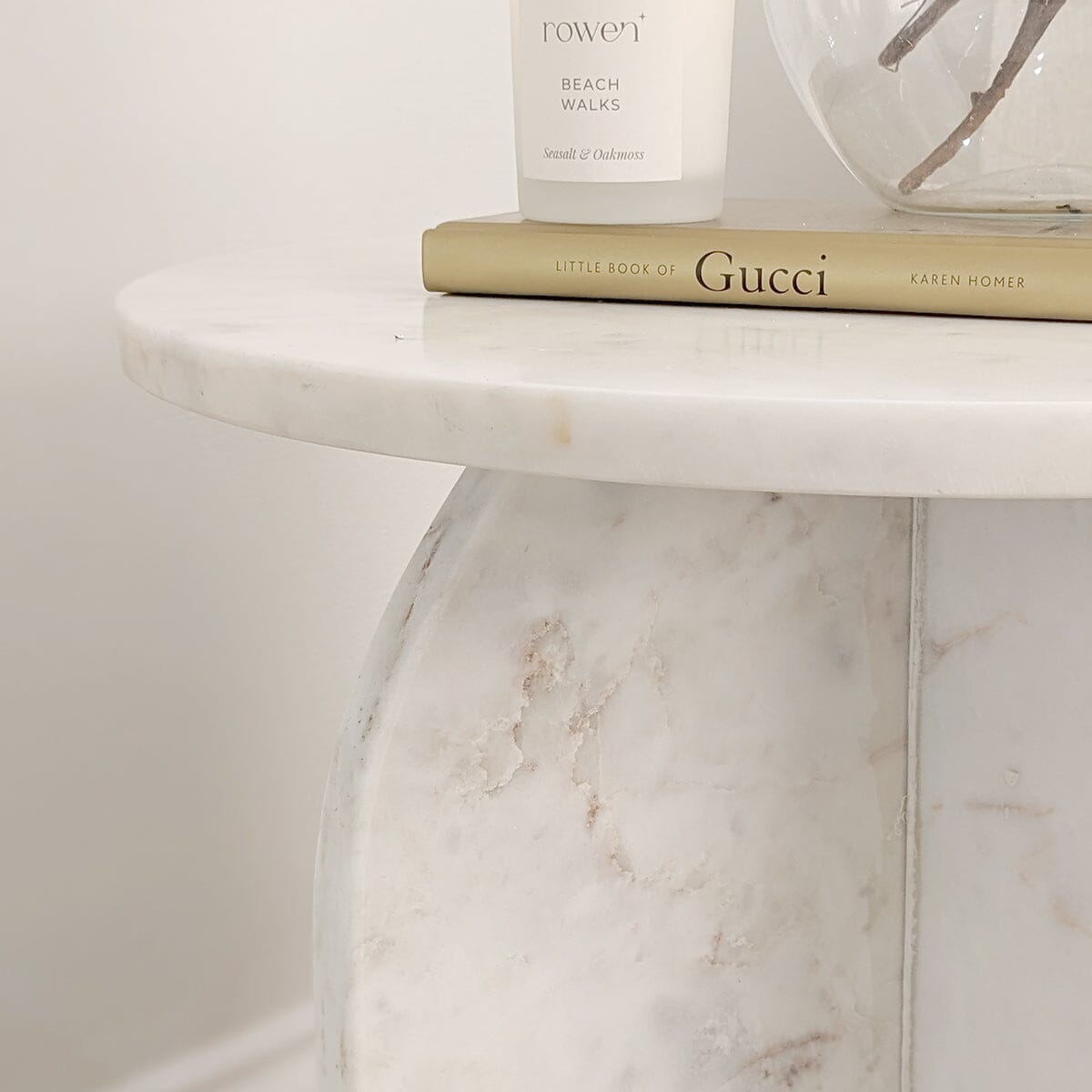 Vieste White Marble Side Table Furniture