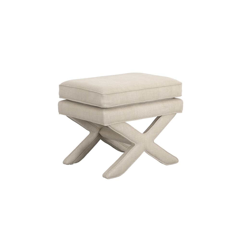 Vinesa Stone Linen Blend Cross Foot Stool Furniture
