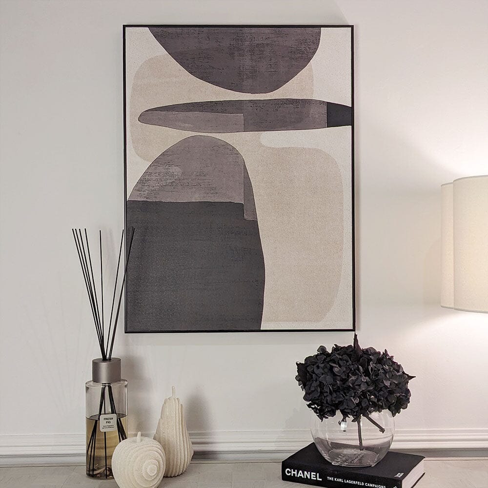 Vinsi Stone & Black Abstract Canvas Wall Art Accessories