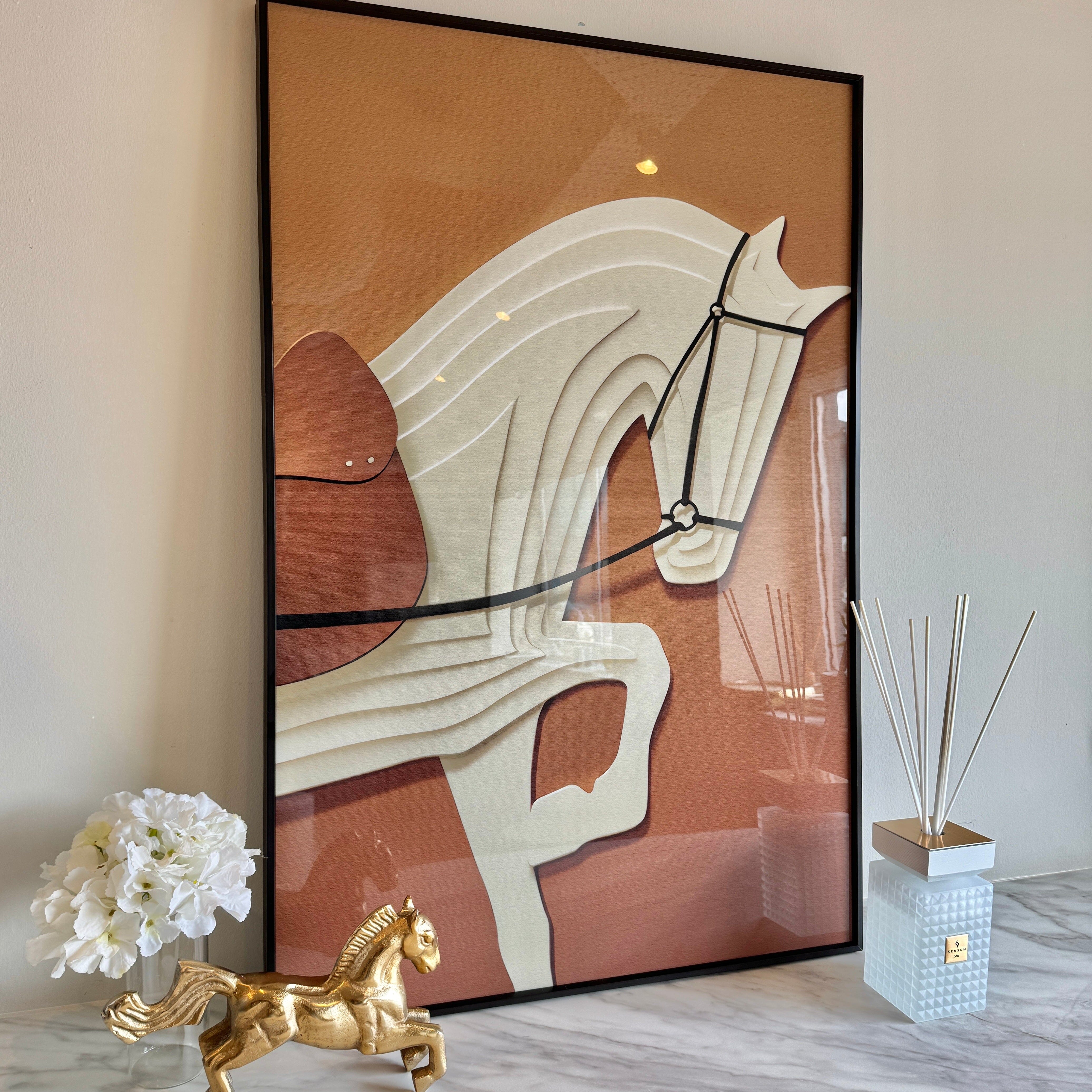 Vivienne Rust 3D Effect Horse Print Framed Wall Art - 60x90cm Accessories
