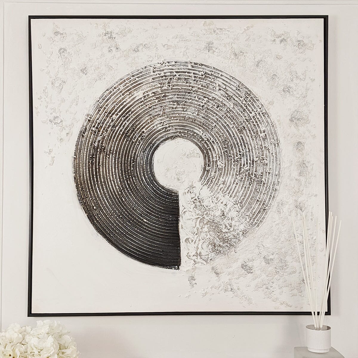 Westborne Monochrome Spiral Textured Canvas Wall Art Accessories