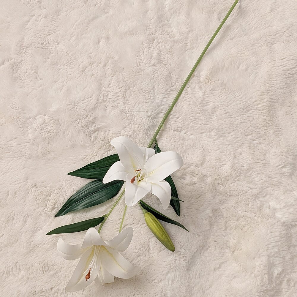 White Faux Lily Single Stem Flower Accessories