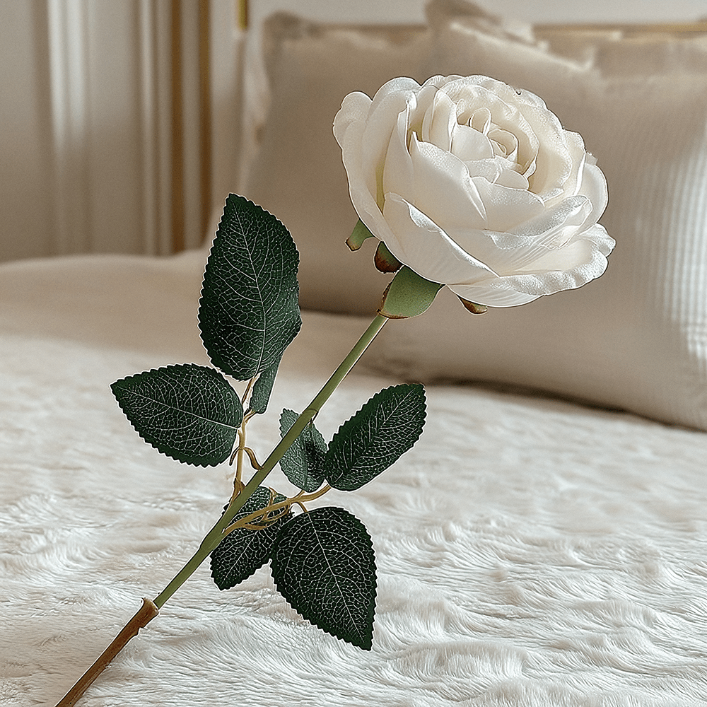 White Faux Peony Rose Single Stem Flower Accessories