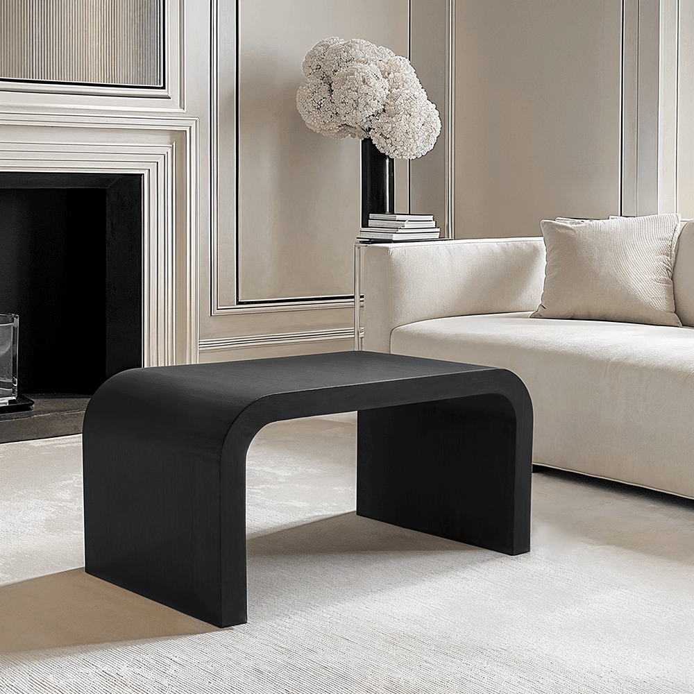 Whittaker Black Curved Coffee Table Furniture