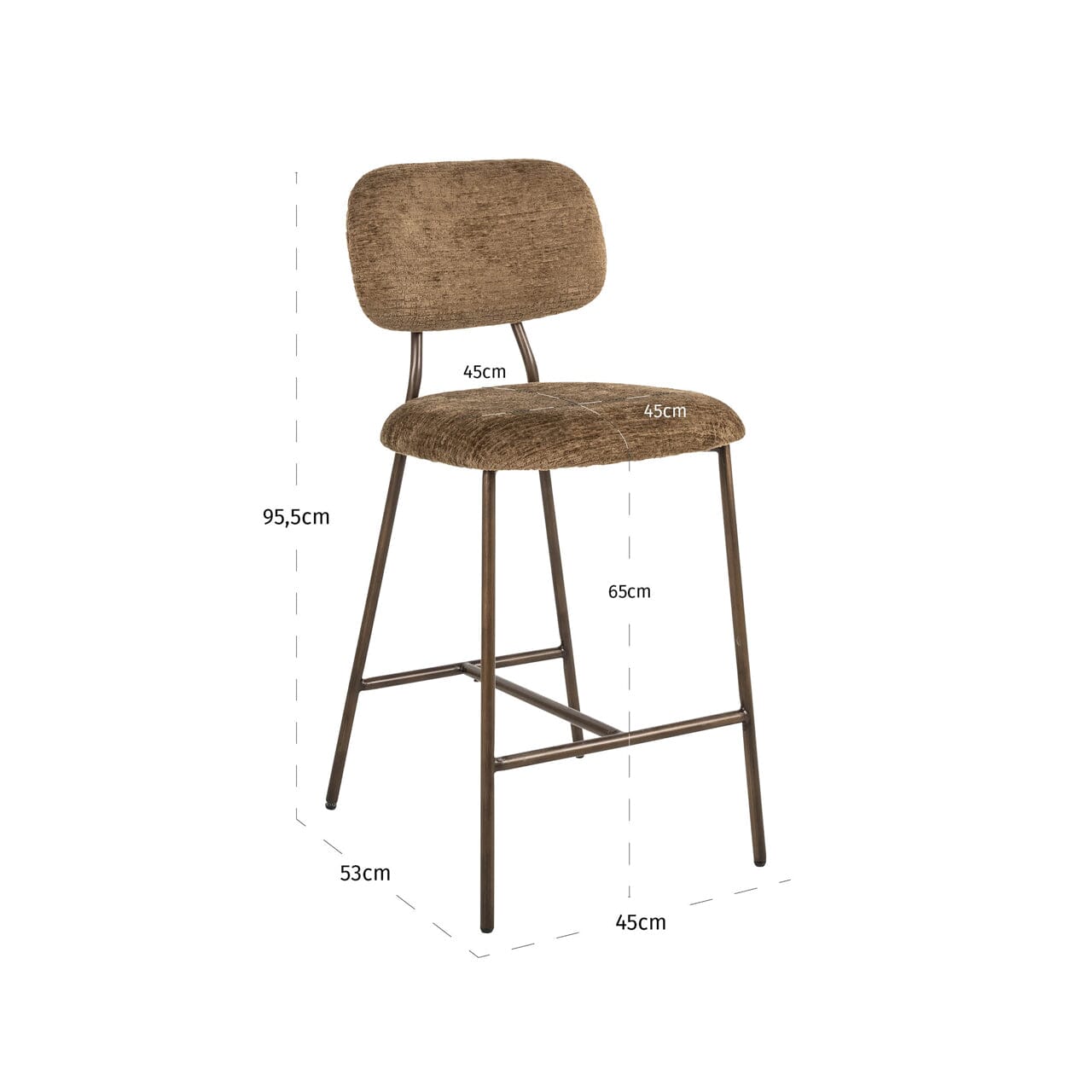 Wilder Warm Brown Chenille & Bronze Bar Stools- Set of 2 Furniture