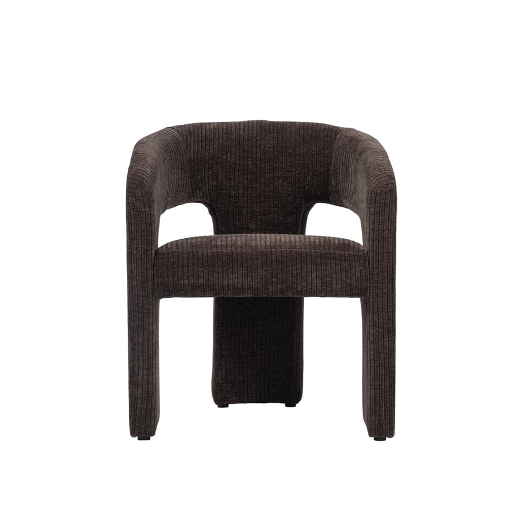 Winona Chocolate Brown Cord Rounded Back Dining Chair Furniture