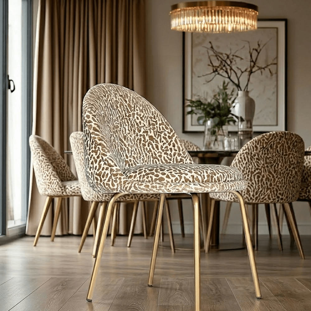 Wren Taupe Leopard Print Dining Chair - Set of 2 Furniture