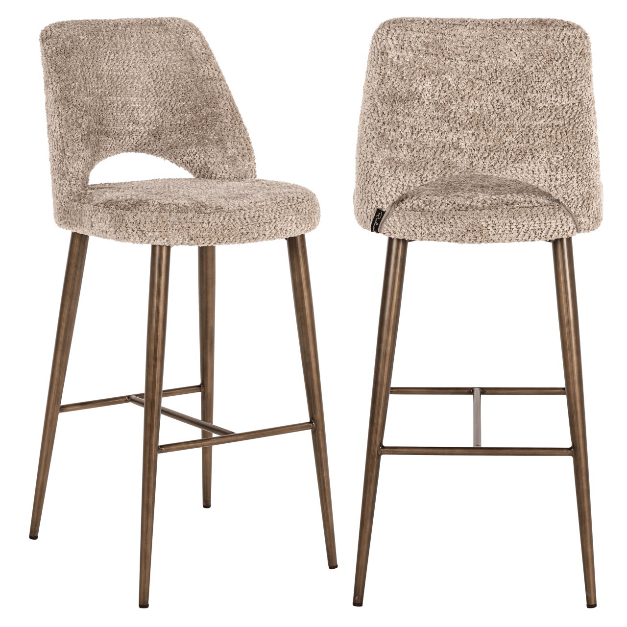 Xanthe Beige Tufted Bar Stool with Bronze Legs Furniture