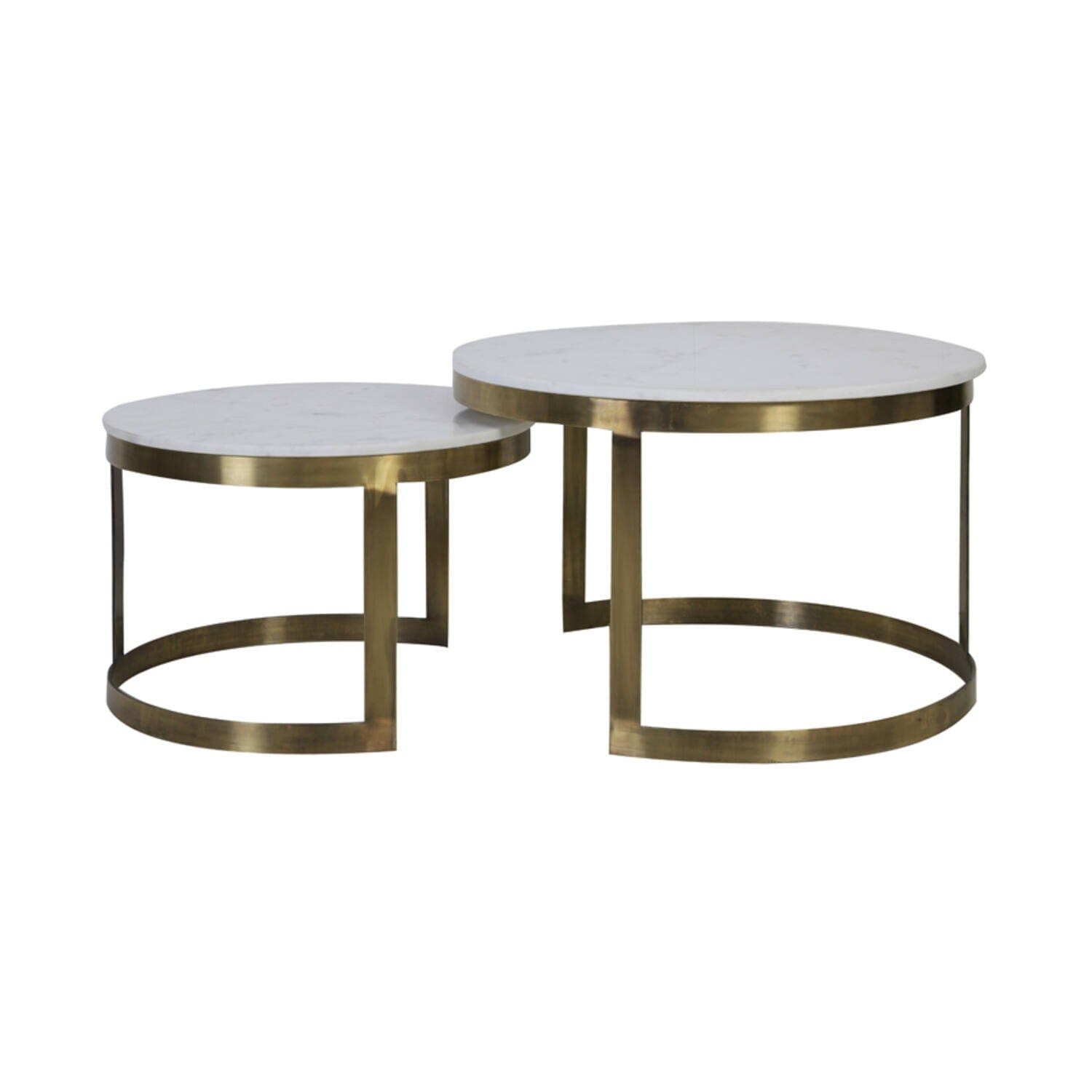 Xena Brushed Brass Nested Coffee Tables with Marble Top - Set of 2 Furniture