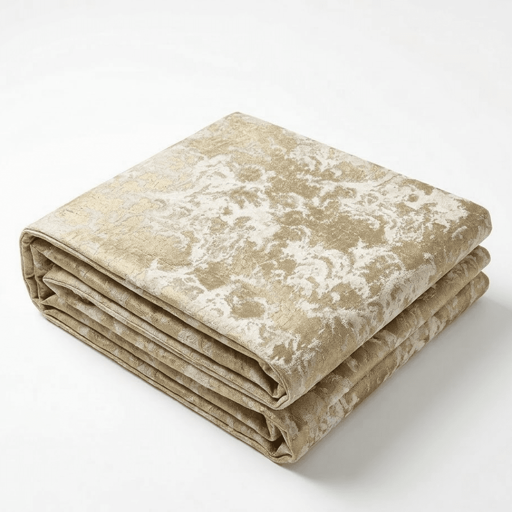 Yasmin Gold & Cream Metallic Cloud Print Bed Runner Textiles