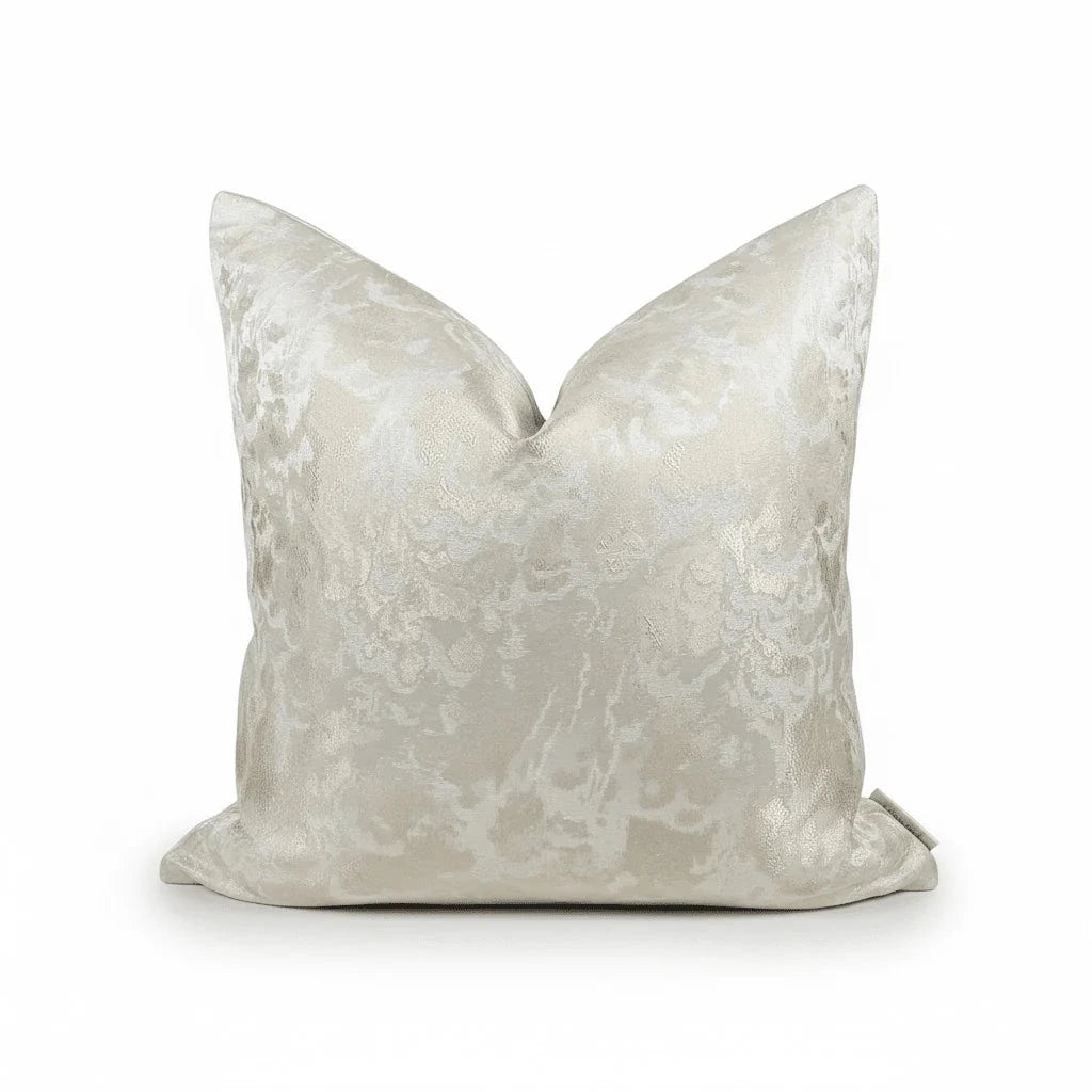 Yasmin Gold & Cream Metallic Cloud Print Feather Filled Cushion - 50x50cm