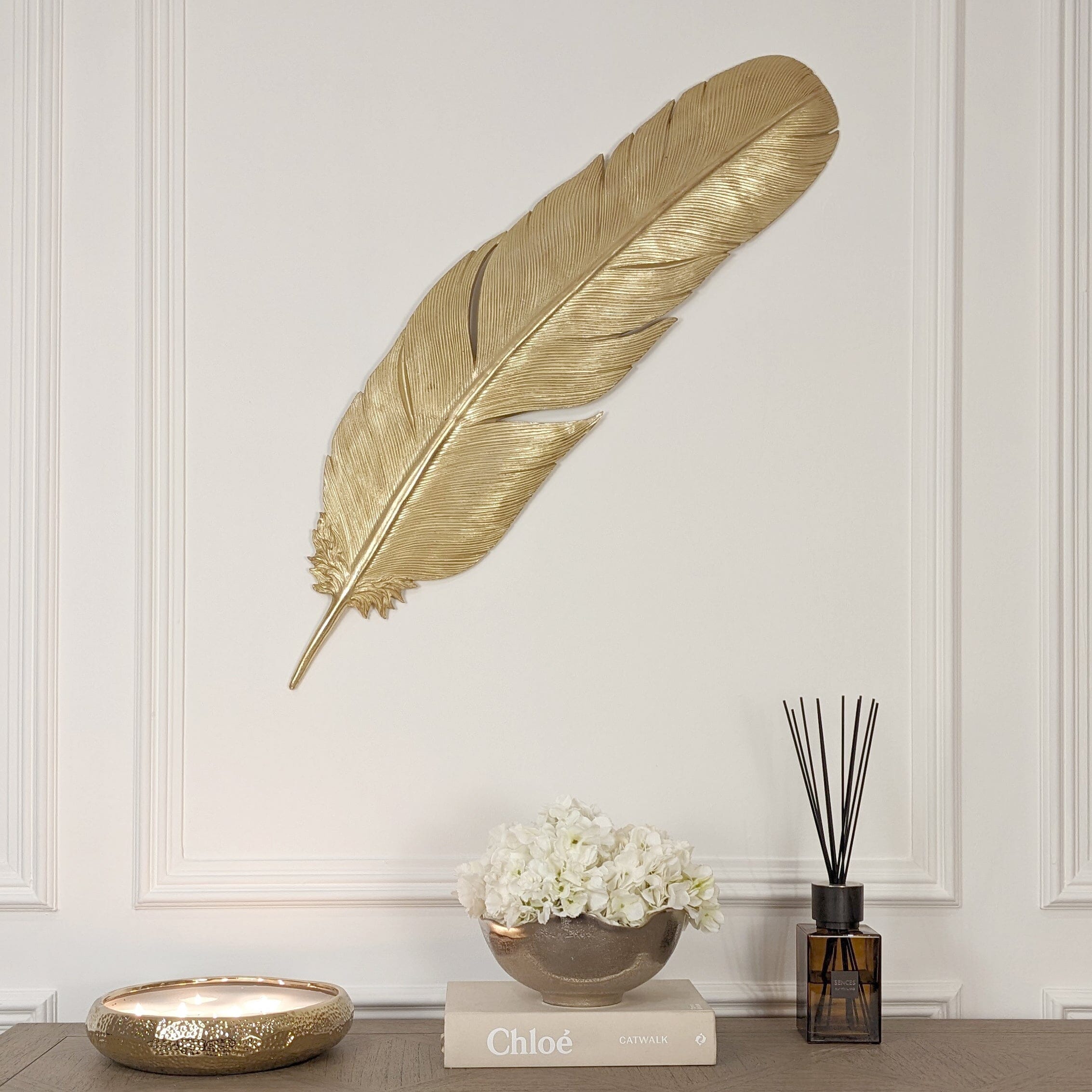 Yasmin Large Gold Feather Wall Decoration Accessories