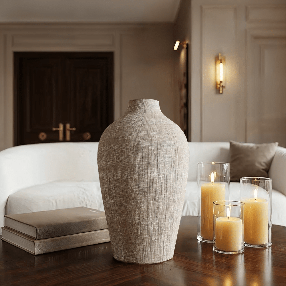 Yves Taupe Textured Decorative Vase Accessories