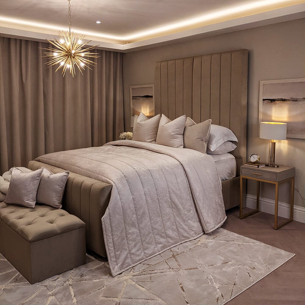 Zana Coffee Luxury Panelled Bed MTO Beds and Headboards