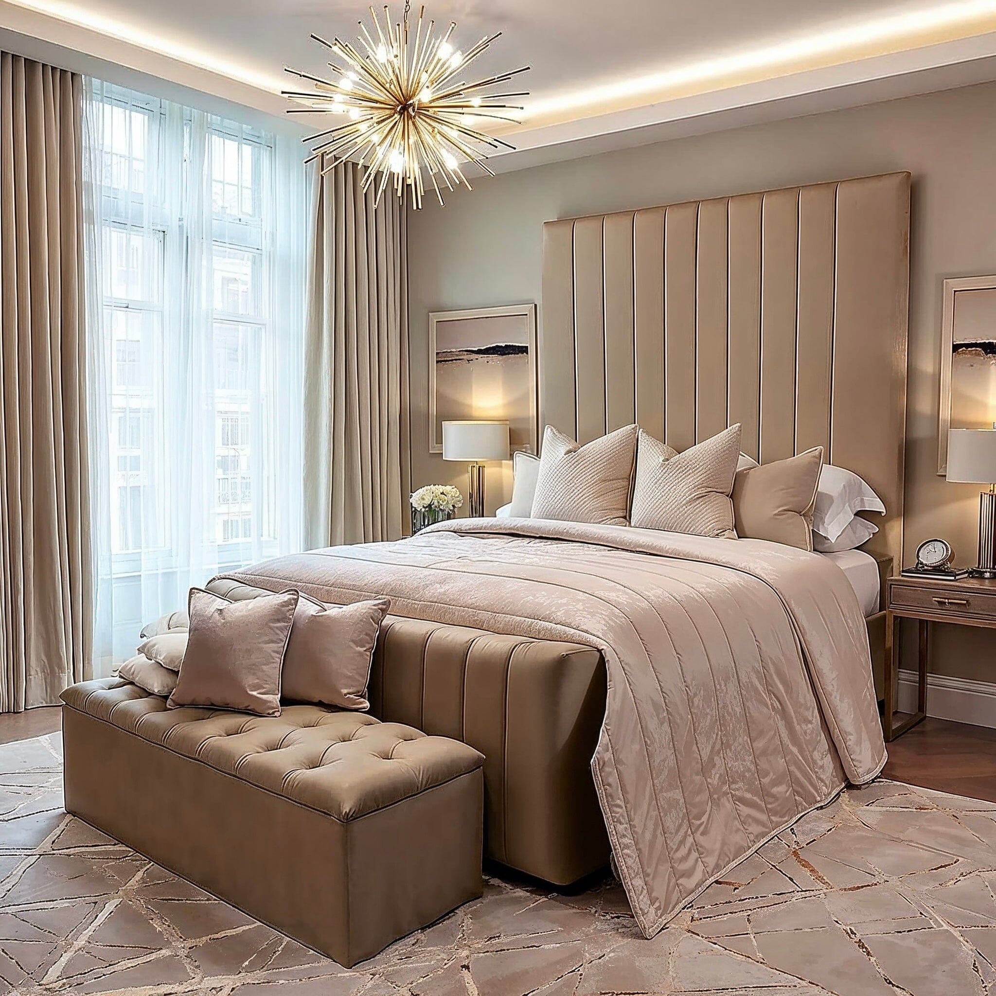 Zana Coffee Luxury Panelled Ottoman Storage Bed Beds and Headboards