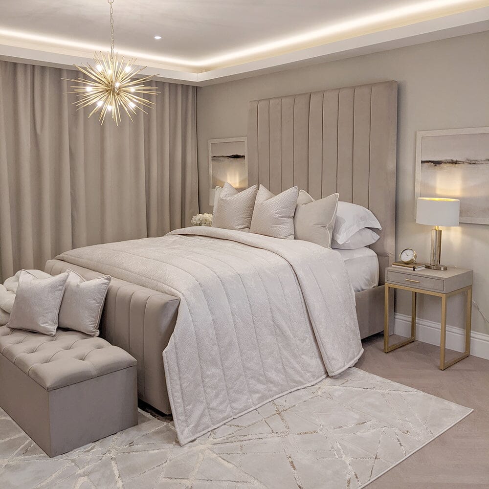 Zana Pebble Luxury Panelled Bed MTO Beds and Headboards