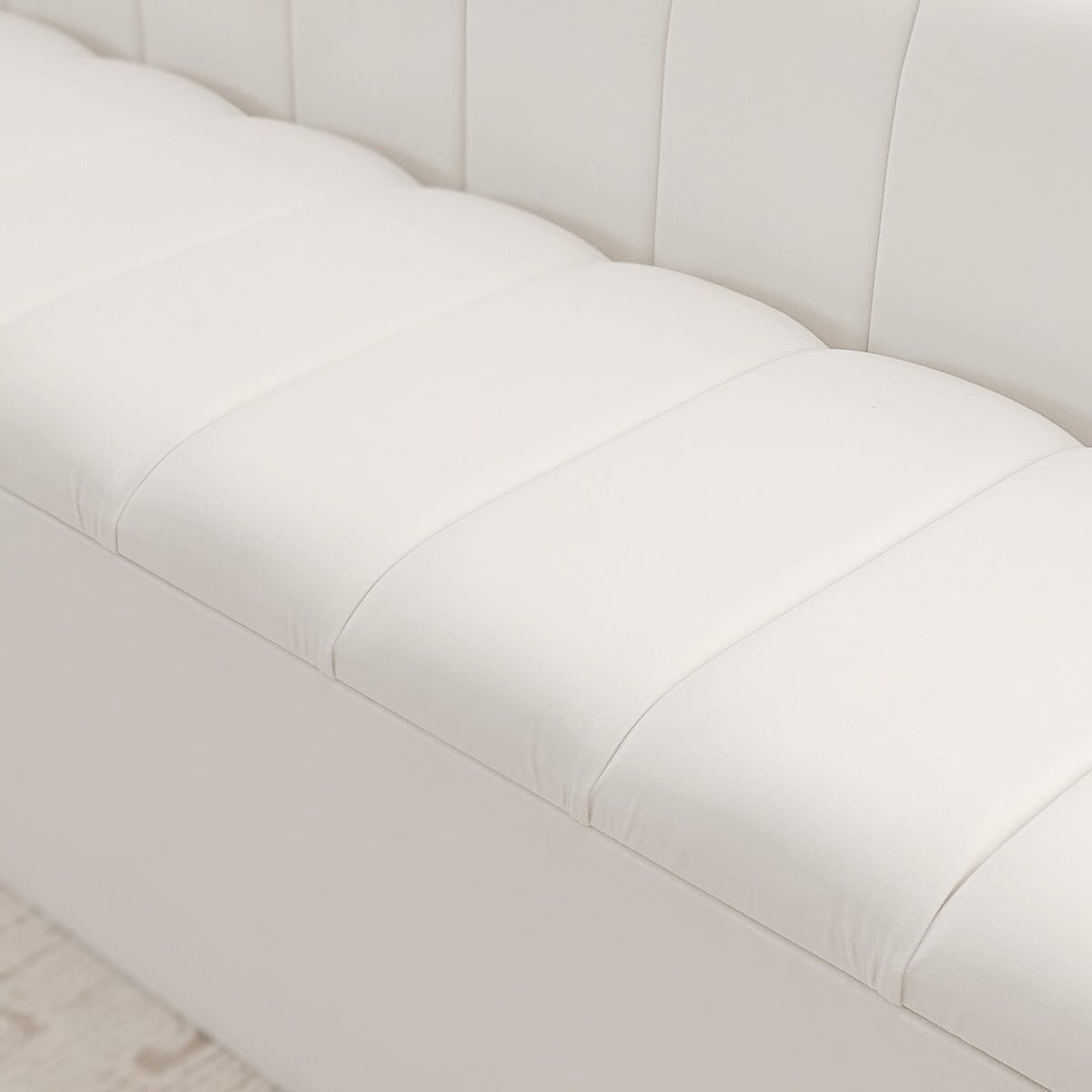 Zana Porcelain White Panelled Ottoman Box Furniture
