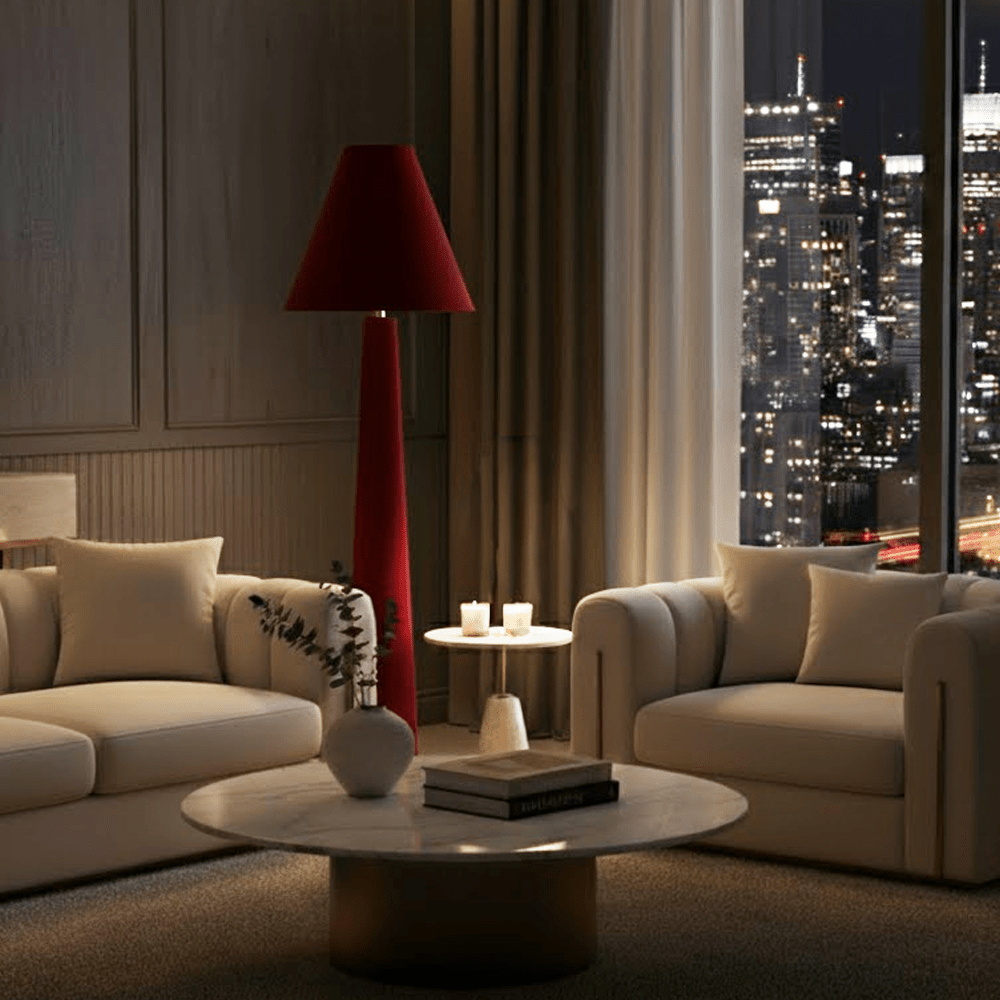 Zaylee Luxury Burgundy Velvet Floor Lamp Lighting