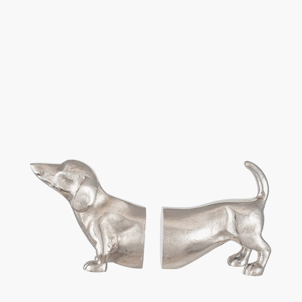 Zenaida Silver Metal Sausage Dog Decorative Bookends Accessories