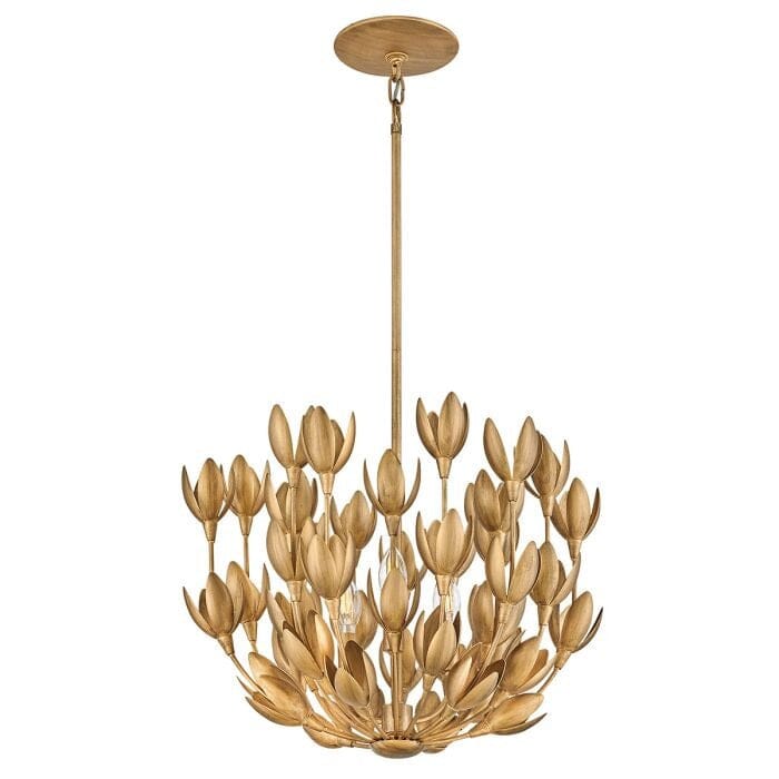 Zeni Gold 3 Light Statement Floral Pendant Ceiling Light Lighting