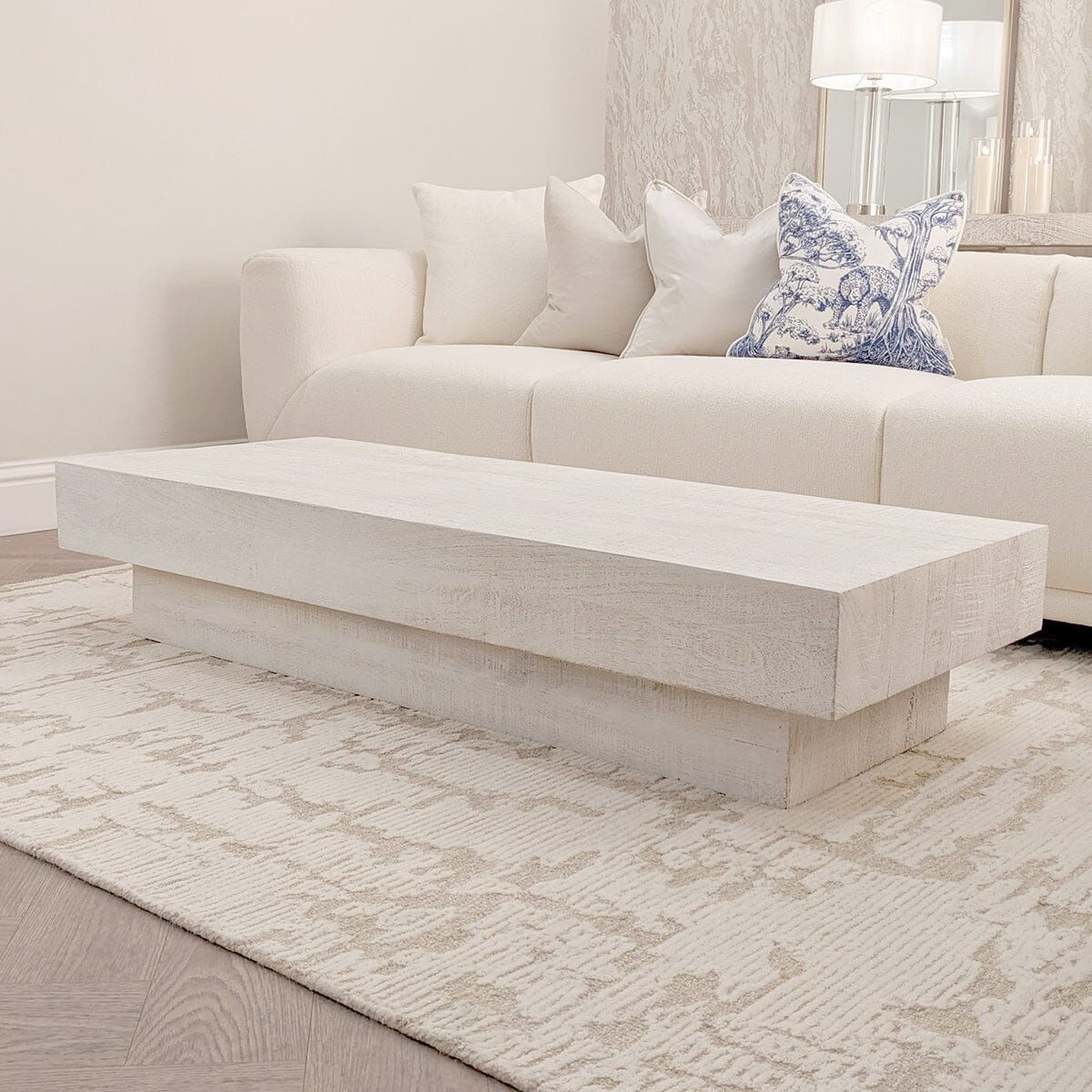 Zenica Luxury Whitewash Coffee Table Furniture