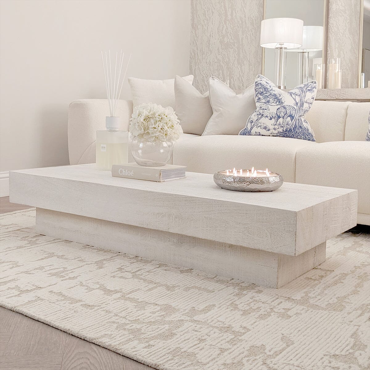 Zenica Luxury Whitewash Coffee Table Furniture