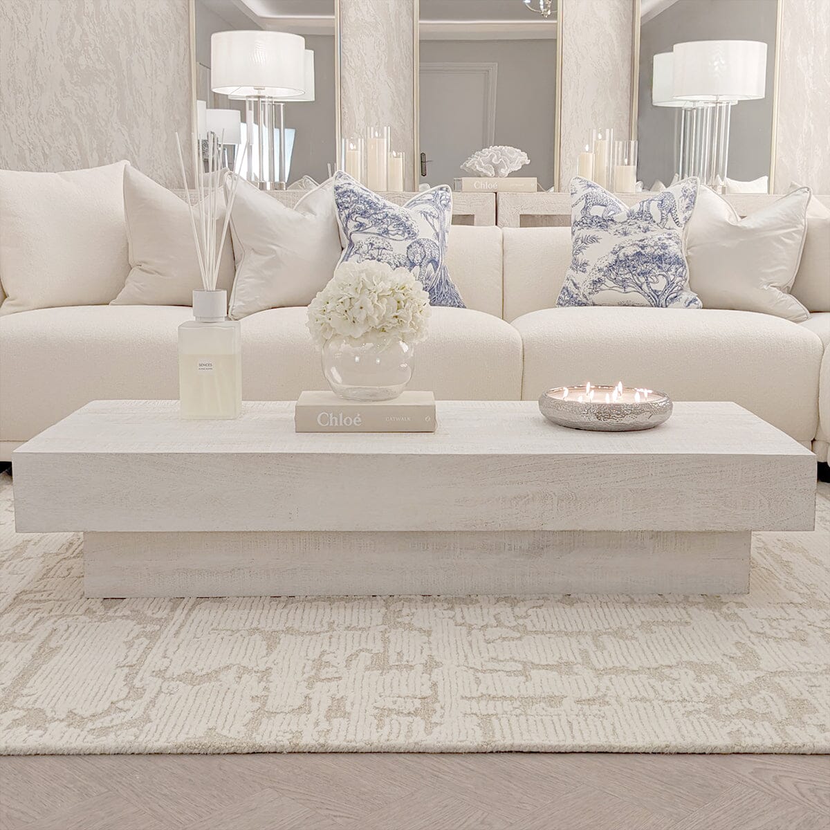 Zenica Luxury Whitewash Coffee Table Furniture