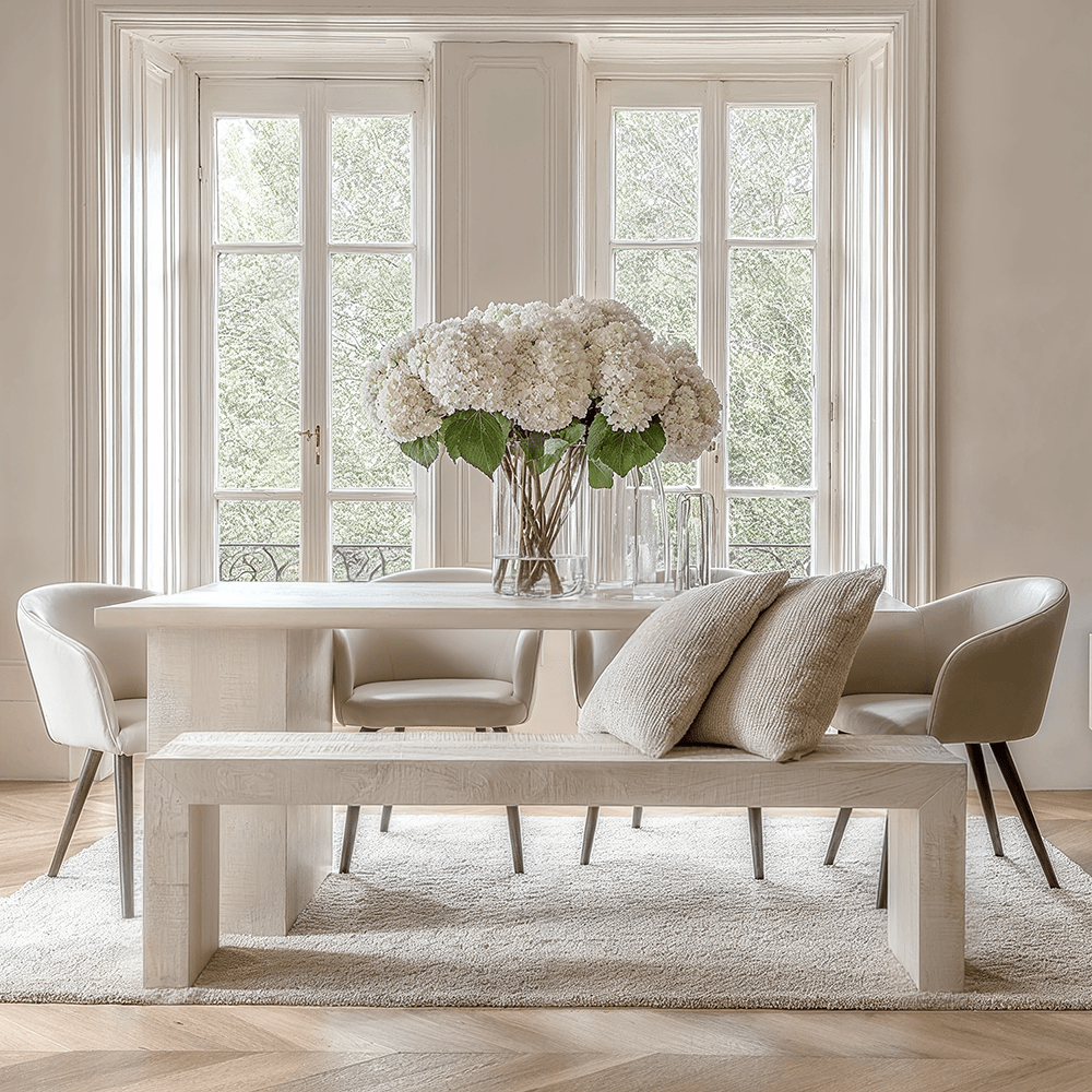 Zenica Luxury Whitewash Large Dining Bench Furniture