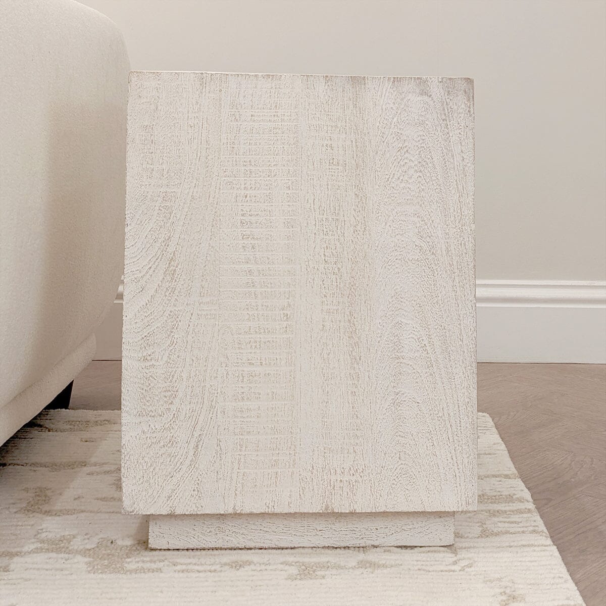 Zenica Luxury Whitewash Side Table Furniture