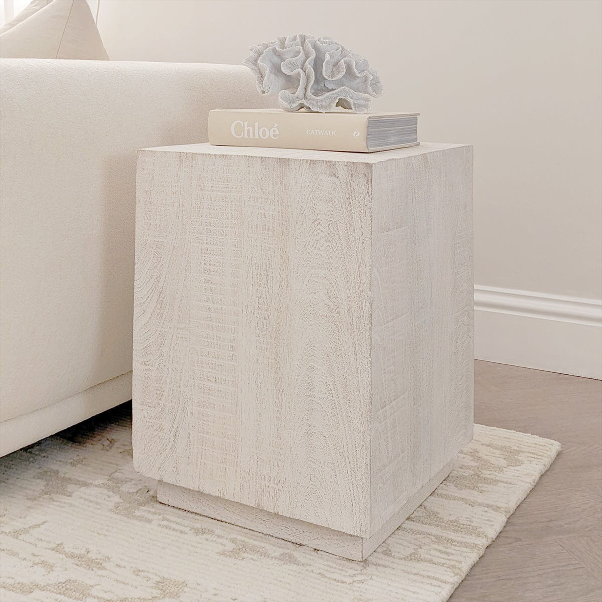 Zenica Luxury Whitewash Side Table Furniture