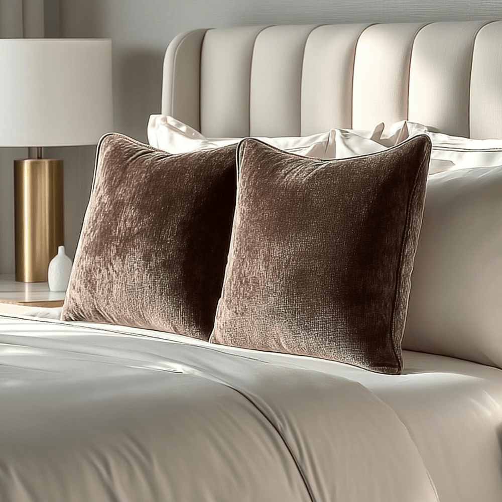 Zephyr Chocolate Brown Heavy Chenille Velvet Cushion- 50x50cm
