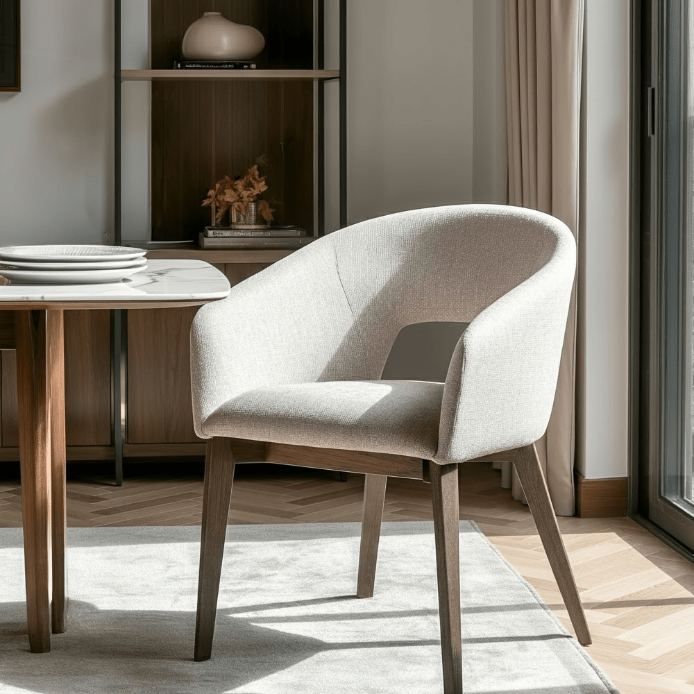 Zeva Latte Textured Fabric Dining Chair Furniture