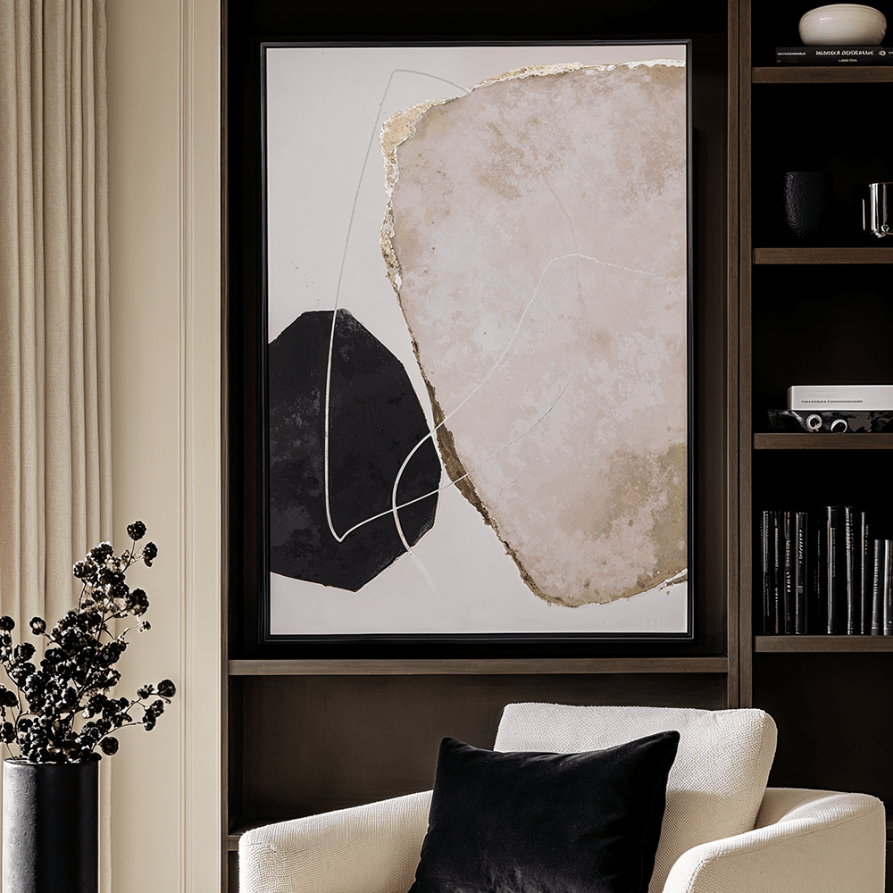 Zola Large Framed Neutral & Black Canvas Wall Art Accessories