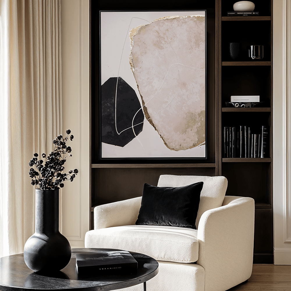 Zola Large Framed Neutral & Black Canvas Wall Art Accessories