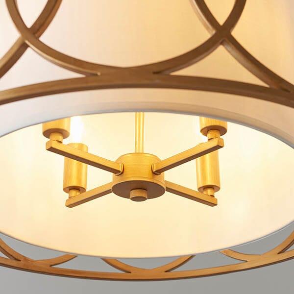 Acadia Gold Pendant Ceiling Light with White Shade Lighting