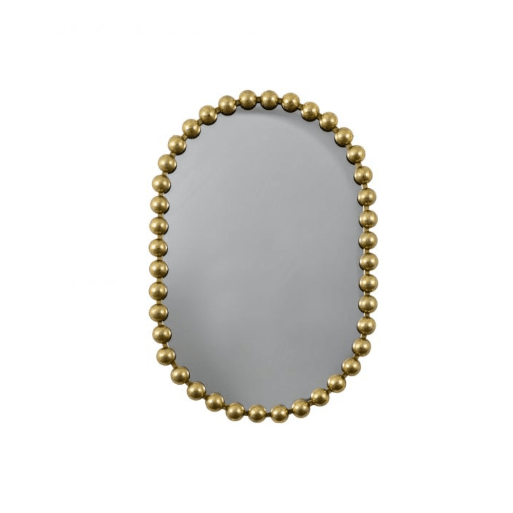 Allure Gold Oval Beaded Wall Mirror Mirror
